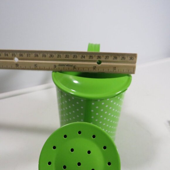 Lime Green Polka Dot Watering Can Metal Spring Decor Item - Picture 13 of 16